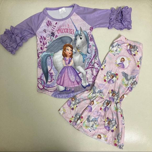 Princess Sophia Cute Unicorn 🦄 Ruffle pants set - Picture 4 of 7
